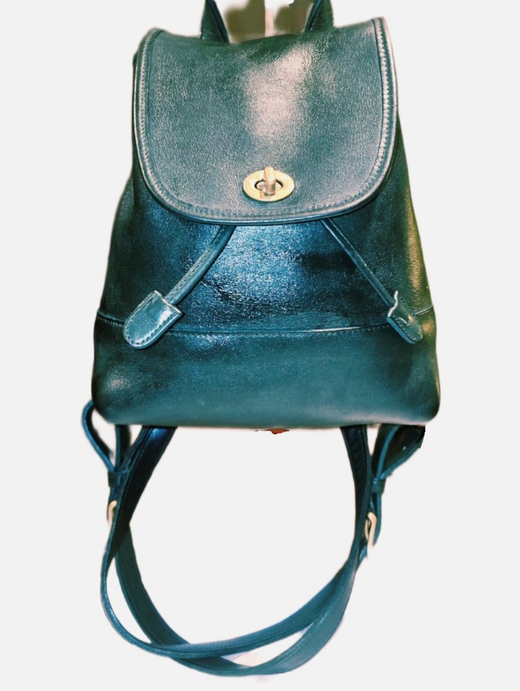 Coach Rare Vintage Green Leather Daypack Rucksack 90's Backpack